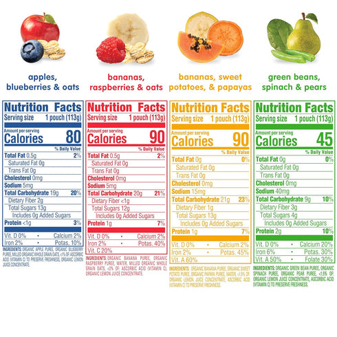 2 Pack, 4 (Pack 16), Happy Baby Organics Stage Baby Food Pouches, Gluten Free, Vegan & Healthy Snack, Clearly Crafted