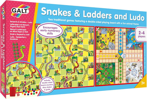 Galt Toys Snakes & Ladders and Ludo - Classic Family Board Game for Ages 3 Years Plus, 2-4 Players