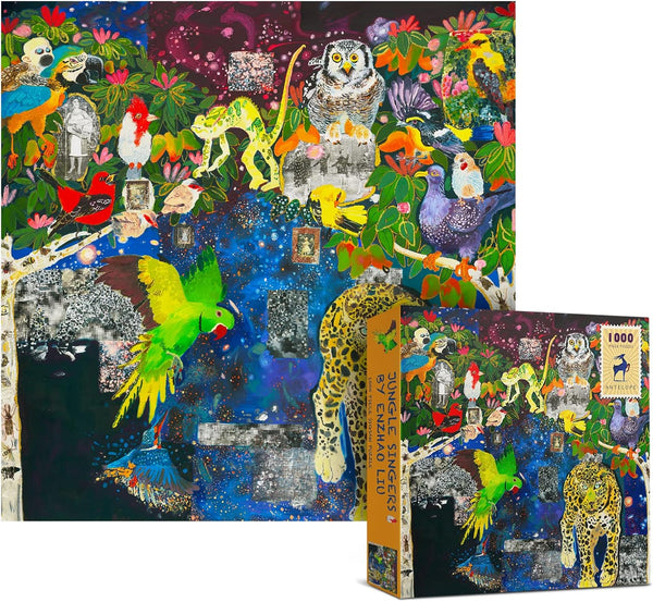Antelope - 1000 Piece Jigsaw Puzzle for Adults, Jungle Singers by Enzhao Liu, 16.50" x 33.15", Matte Finish