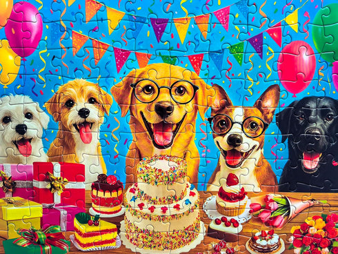 100 6-8 8-10, Piece Puzzles for Kids Ages Jigsaw Puzzles for Adults Seniors - Puppy Birthday Party