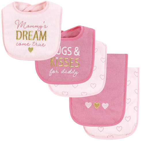 Hudson Baby Unisex Baby Cotton Terry Bib and Burp Cloth Set, Mom