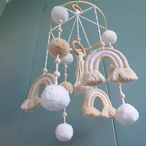 Bohemian Rainbow Baby Mobile for Crib - Neutral Nursery Decor