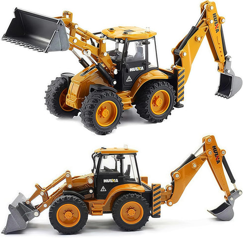 1:50 Gemini&Genius Backhoe Loader Toy for Kids, Heavy Duty Wheeled Excavator Loader Construction Vehicle Toys Scale