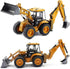1:50 Gemini&Genius Backhoe Loader Toy for Kids, Heavy Duty Wheeled Excavator Loader Construction Vehicle Toys Scale