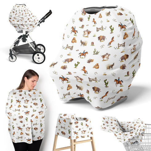 Sweet Jojo Designs Western Cowboy Boy Infant Baby Car Seat Cover Nursing
