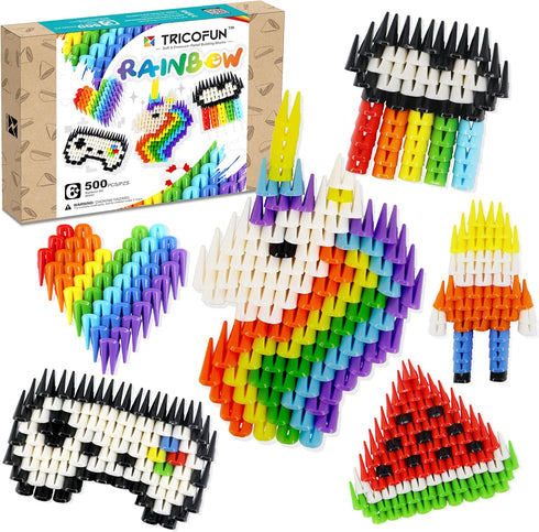 500 Pieces Soft Building Blocks Kids Rainbow Mix, Educational STEM Toys for Preschool Boys and Girls Aged 6+