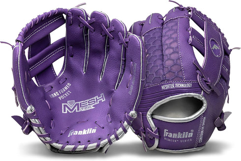 Franklin Sports Kids Baseball Glove + Foam Ball Set, Meshtek Youth Teeball Gloves for Kids + Toddlers, 9.5" Inch