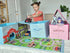 SAM AND MABEL Collapsible Fabric Storage Organizer and Play Mat - Foldable Playmat and Stackable Bin Basket with Handle