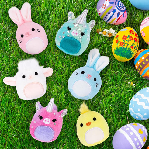 Set 6 ArtCreativity Mini Plush Animal Toys of Soft Stuffed Animals for Kids in Pastel Colors Bunny, Lamb, Chick