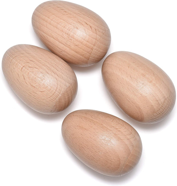 4 PCS Wood Egg Shakers Set, Musical Percussion Instruments with Natural Finish
