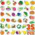 35 PCS Fruit & Vegetable Magnets, Adorable Magnetic Fruits Veggies Thick Foam