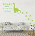 Dinosaur Wall Decal, Roar Means I Love You in Dinosaur with Footprints, Vinyl Stickers for Kids Bedroom
