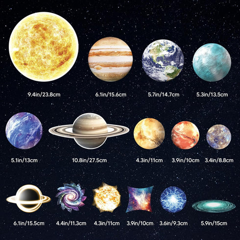 Glow in The Dark Stars and Planets for Ceiling, Glow Solar System Wall Stickers, Space Wall Decals for Kids Boys Room