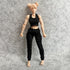 1/12 Scale Figure Clothes - Vest T-shirt + Pocket Pants for 1:12 6inch Female TBL Action Figure Doll (Black)