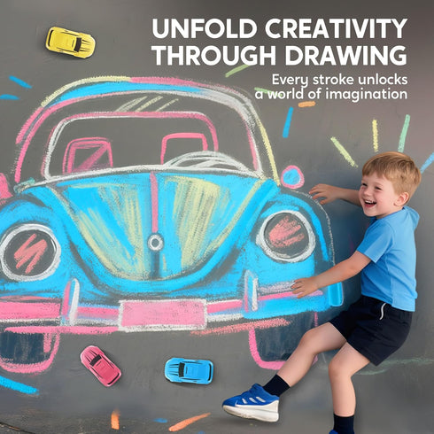 24PCS (12 JOYIN Race Car Sidewalk Chalk Bulk, Party Favors for Kids, Non Toxic Washable Jumbo Chalk,Toddler Outdoor