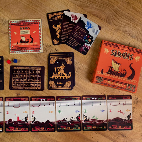 Sirens | Greek Mythology Themed Travel Size Board Game, Strategic Musical Card Drafting Game for 1-2 Players