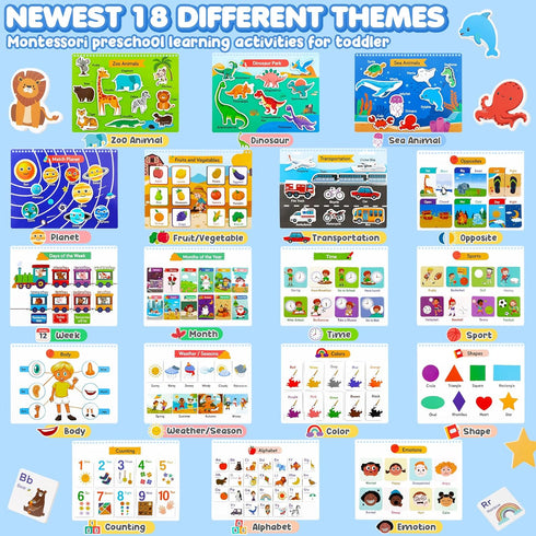 Busy Book for Toddlers 1-3, Preschool Learning Activities, Travel Toys for Road Trip
