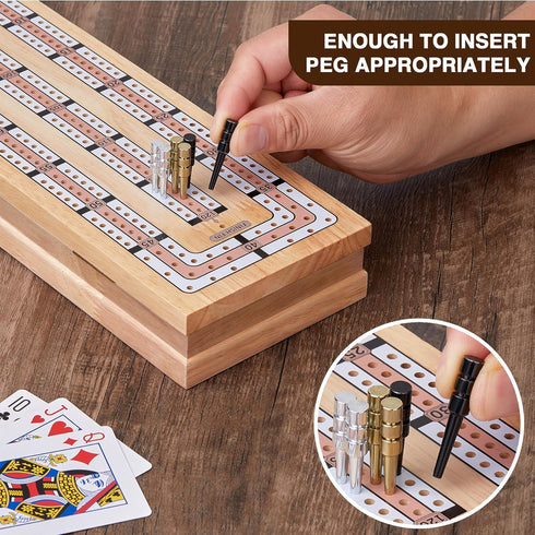 15'' 3 Set, 2 Vamslove Magnetic Cribbage Board Wooden Folding Track Game w/Instruction, Storage Slots for Playing
