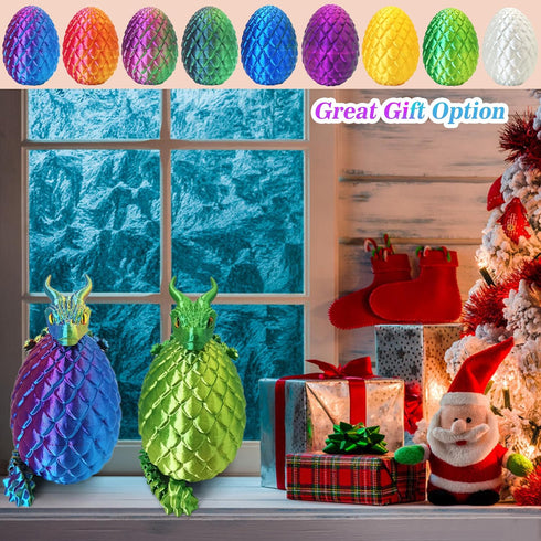 AFUDO 3D Printed Dragon Eggs with Dragon Inside, Large Articulated Dragons Toys with Eyes, Easter Basket Essentials