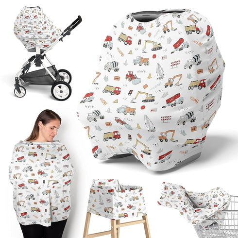 Sweet Jojo Designs Red and Blue Construction Truck Boy Infant Baby Car