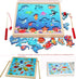 TOWO Wooden Fishing Game Magnetic Fishing Puzzles with Numbers, Educational Toys for 3 Years Old