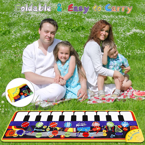 28 1-5 Musical Piano Mat for Toddlers - Music Sounds Floor Piano Keyboard Dance Playmat - Toy & Gift for Kids Years Old