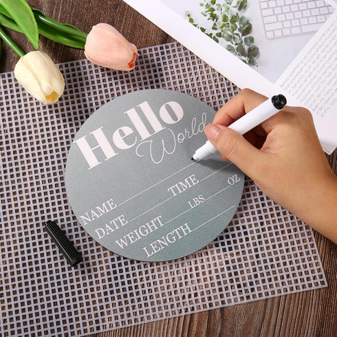 Gosknor Baby Announcement Sign, Wooden New Baby Name Sign Hello World Birth Announcement Board Green Personalized