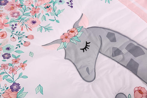 CribMATE 3 Set Mommy Set Sheet,Skirt,28 52 PCs Pink Floral Giraffe Nursery Crib Bedding Lovely Giraffe Baby Giraffe