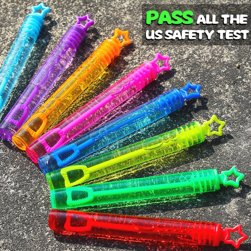 32 Pcs Neon Bubbles Party Favors - 8 Colors Mini Star Bubble Wands in Gift Box for Kids Birthday Treats
