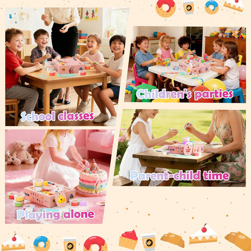 12 Cake Themed Air Dry Clay Kit for Kids - Boxes Ultra Light Model Magic Clay, Soft DIY Modeling Clay with Sculpting