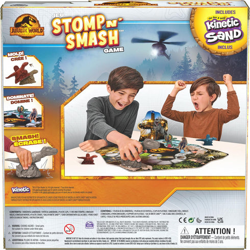 Jurassic World Dominion Stomp N’ Smash Board Game, Sensory Dinosaur Toy with Kinetic Sand, Family Game for Kids 5 & Up