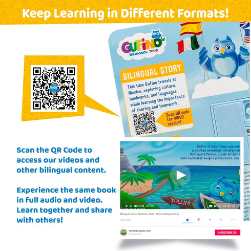 Bilingual Books for Toddlers 1-3, Interactive Sound Books for Toddlers, Electronic Toddler & Baby Books in English &