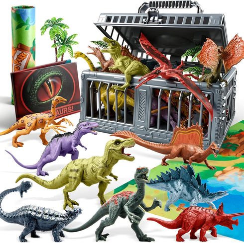 JOYIN Dinosaur Toys with Activity Play Mat & Storage Cage, 17 PCS