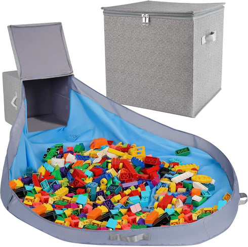 SAM AND MABEL Toy Storage Organizer with Play Mat 13" x 13"