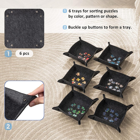 6 1000 30.7 20.9 Tektalk Jigsaw Puzzle Board with Sorting Trays - Portable Puzzle Mat with Dustproof Cover for Storage