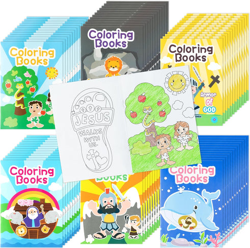Zainpe 72Pcs Christian Bible Stories Coloring Books for Kids Easter DIY Art