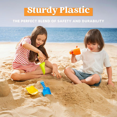 Sloosh Beach Sand Shovels for Kids, 4 Packs Colorful Scoops for Outdoor Digging Play, Heavy Duty Plastic
