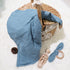 Baby Lovey, Wood Rattle, Teether Ring - 3 Pack Montessori Gift, Navy Blue Cotton, Baby Shower Gift