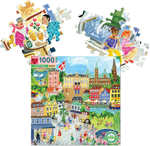 eeBoo: Piece and Love Copenhagen 1000 Piece Square Adult Jigsaw Puzzle, Glossy Sturdy Pieces
