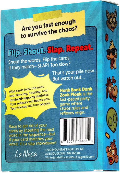 7+, 2-8 10-15 Honk Bonk Donk Reflex Card Game, Fast-Paced Party Game, Ages Players, Minute Play Time