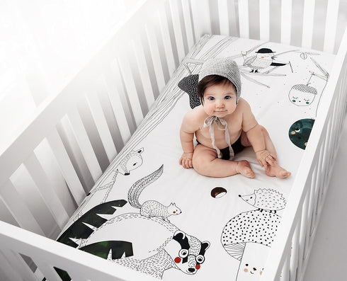 100% (52 28 inches) Rookie Humans Cotton Sateen Fitted Crib Sheet: Woodland Dreams. Modern Nursery, Use as a Photo