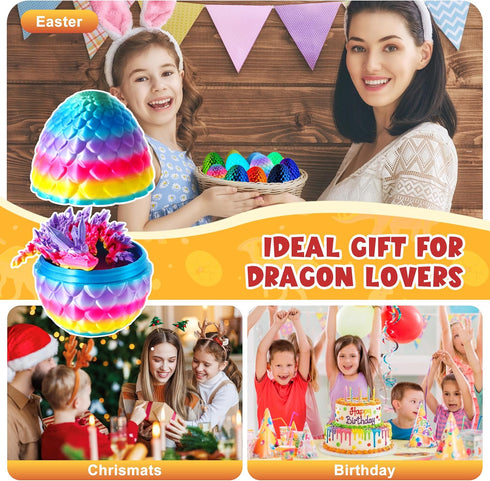 12PCS 3D 3D ENJOYJOY Printed Dragon Eggs, Easter Egg Fillers for Easter Basket Stuffers, Unique Surprise Printed