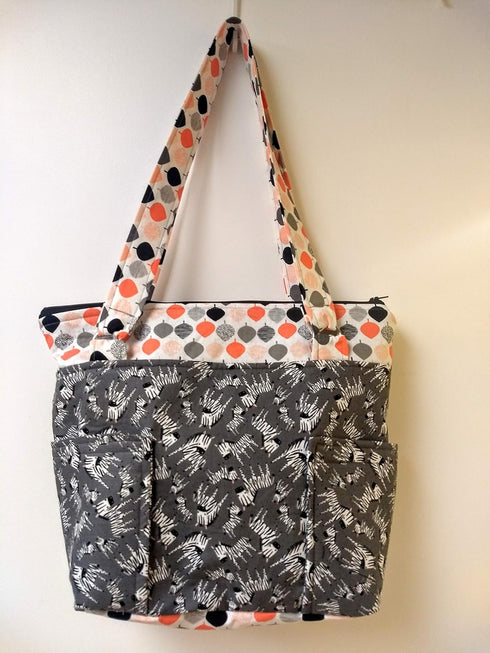 Zebra Print Mini Diaper Bag - Peach Leaf Design