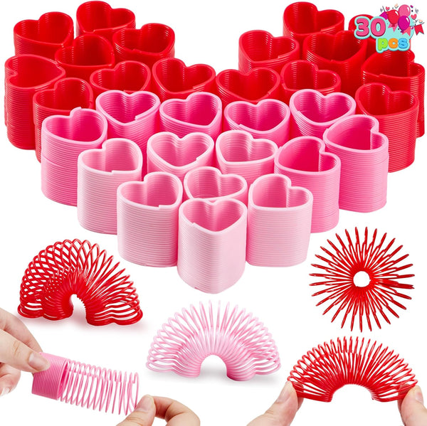 JOYIN 30 Packs Valentines Day Party Favors with Mini Springs Toys, Multi-Color