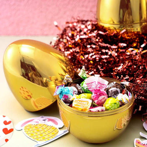 6 6 Inches JOYIN Pcs Large Gold Easter Eggs, Metallic Jumbo Plastic Eggs Fillable for Easter Themed Hunt Basket