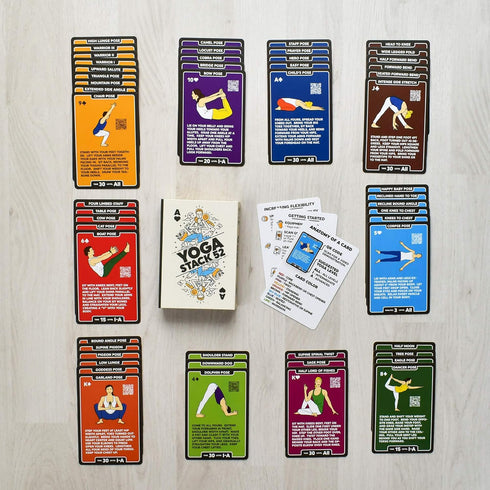 Yoga Exercise Cards, Designed by Certified Yoga Instructor, Video Instructions Included, Beginner to Advanced Poses and
