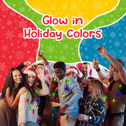 Windy City Novelties LED Christmas 9 Bulb Necklace, 6 Dynamic Light Modes for Parties, Caroling, Gatherings