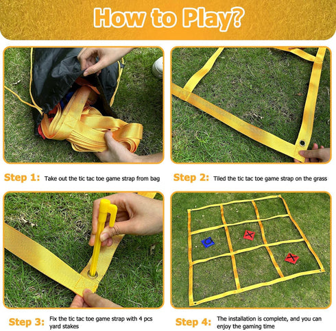 Gocasmus 4ft 4ft Tic Tac Toe Game - x Outdoor Yard Giant Tic Tac Toe for Backyard, Camping, Lawn, Portable No Assembly