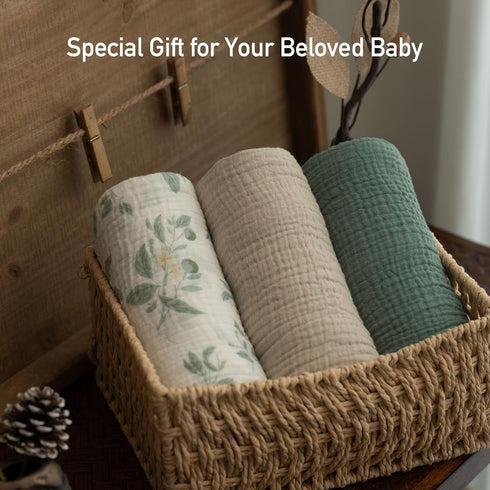 Blankets,3-Pack 40 38 inches GLLQUEN BABY Muslin Swaddle Receiving Blankets for Newborn Boys and Girls,Baby Swaddle