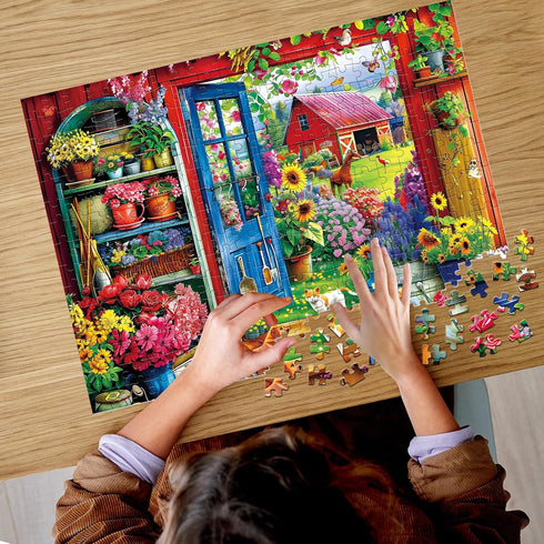 300 300 20.5 15 inch Pieces Puzzle for Adults | Flowers House Puzzle | Recycled Cardboard Large Piece Jigsaw Puzzles